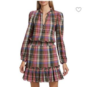 Veronica Beard Plaid Mini Dress - Pink, Green, Blue